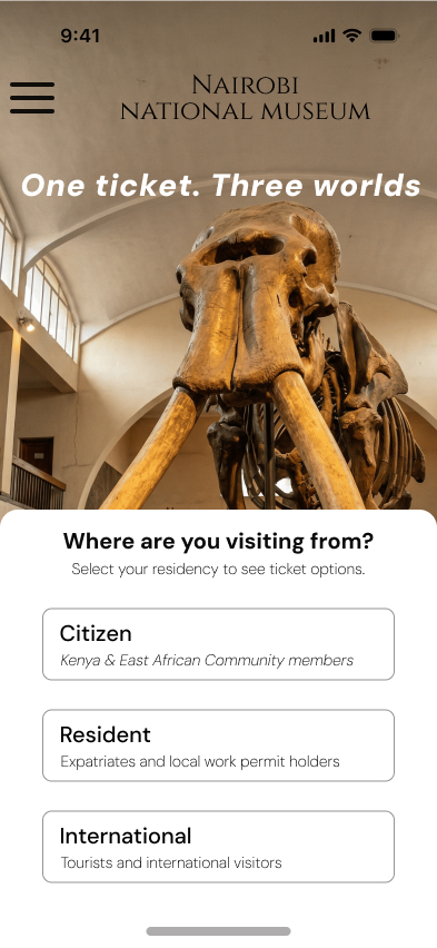Residency Selection Screen